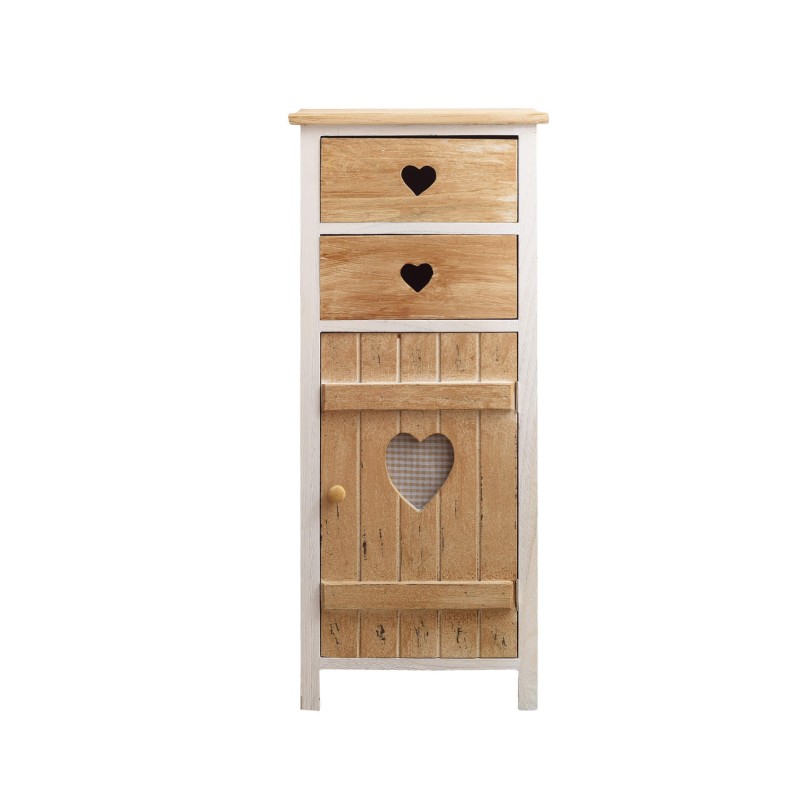 Mobili Rebecca Cabinet Cupboard 2 Drawers 1 Door Wood Light Shabby 84x37x30