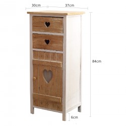 Rebecca Mobili Kommode Schrank 2 Schubladen 1 Tür Holz Weiß Shabby 84x37x30