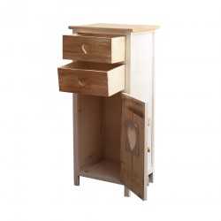 Rebecca Mobili Kommode Schrank 2 Schubladen 1 Tür Holz Weiß Shabby 84x37x30