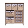 Mobili Rebecca Cupboard Cabinet 5 Baskets 1 Door Wicker Wood Beige 70x60x30