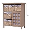 Rebecca Mobili Alacena 5 Cajones 1 Puerta Mimbre Madera Beige 70x60x30