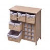 Rebecca Mobili Commode 5 Paniers 1 Porte Bois Osier Beige Country 70x60x30