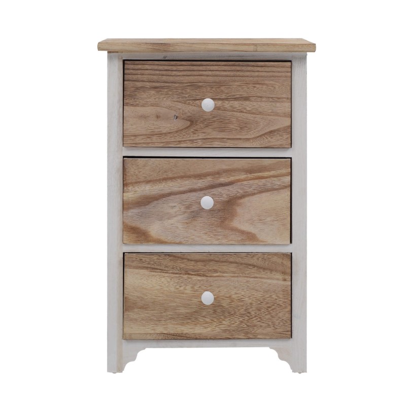 Comodino shabby 3 cassetti bianco e legno naturale - Mobili Rebecca