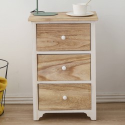 Mobili Rebecca Bedside table cabinet 3 drawers light wood vintage 62x40x29