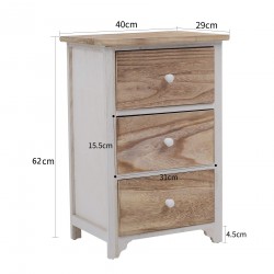 Comodino shabby 3 cassetti bianco e legno naturale - Mobili Rebecca