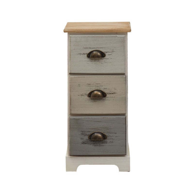 Mobili Rebecca Bedside Table Nightstand 3 Drawers Wood White Shabby 62x29x25