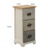 Mobili Rebecca Bedside Table Nightstand 3 Drawers Wood White Shabby 62x29x25