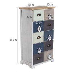 Mobili Rebecca Chest of Drawers Blue 10 Drawers Coloured Shabby 88x48x30