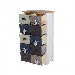 Rebecca Mobili Cajonera Comoda 10 Cajones Blanco Azul Gris Shabby 88x48x30