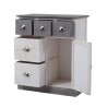 Mobili Rebecca Cupboard 5 Drawers Wood White Grey Vintage Shabby 70x60x30