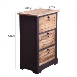 Mobili Rebecca Bedside Furniture Storage unit 3 Drawers Wood Brown 63x40x27