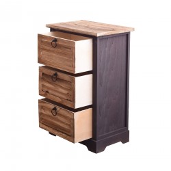 Mobili Rebecca Bedside Furniture Storage unit 3 Drawers Wood Brown 63x40x27