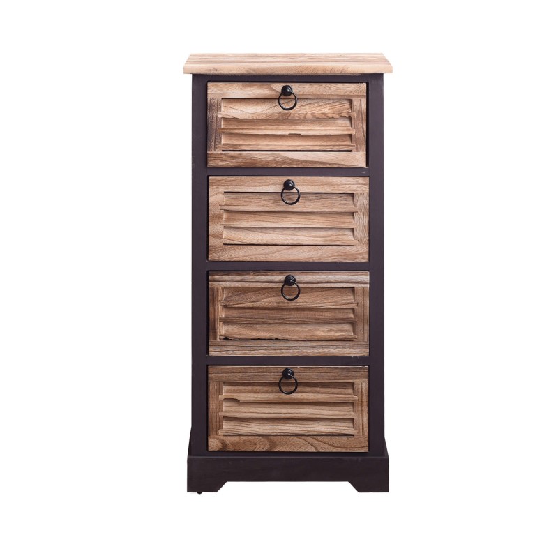 Industrial style cabinet in dark brown wood with 4 drawers - Mobili Rebecca