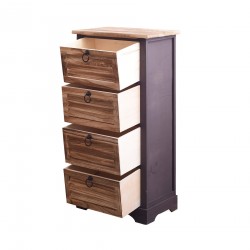 Industrial style cabinet in dark brown wood with 4 drawers - Mobili Rebecca