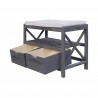 Dark gray vintage style bench with 2 drawers - Mobili Rebecca