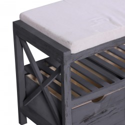 Dark gray vintage style bench with 2 drawers - Mobili Rebecca