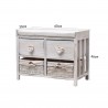 Shabby white pickled bench with 2 drawers and 2 baskets - Mobili Rebecca