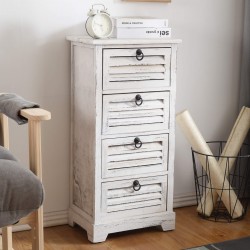 Vintage white pickled chest of drawers with 4 drawers - Mobili Rebecca