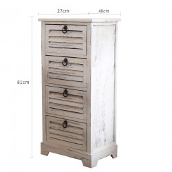 Vintage white pickled chest of drawers with 4 drawers - Mobili Rebecca