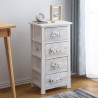 Rebecca Mobili Chiffonnier Meuble 4 Tiroirs Bois Blanc Shabby 73x37x27