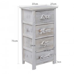 Mobili Rebecca Cupboard Bedside 4 Drawers White Grey Shabby 73x37x27