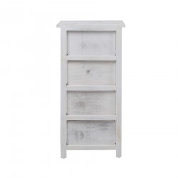 Rebecca Mobili Cajonera Comoda 4 Cajones Blanco Gris Shabby 73x37x27