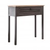 Rebecca Mobili Table Bureau Console 1 Tiroir Bois Gris Shabby 75x75x30,5