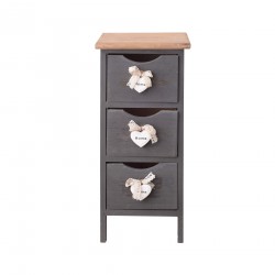 Mobili Rebecca Cabinet Home Storage Units Grey 3 Drawers Shabby 56x25x25