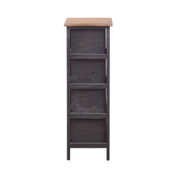 Rebecca Mobili Mesita de Noche Cajonera 4 Cajones Gris Madera Shabby 71x25x25