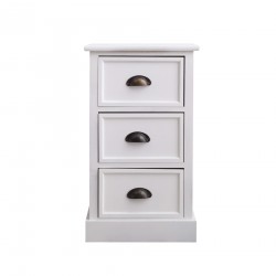 Rebecca Mobili Table de Nuit Chevet 3 Tiroirs Blanc Classique 63x37x27