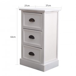 Mobili Rebecca Bedside Cabinet Storage Units White 3 Drawers Shabby 63x37x27