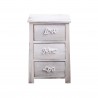 Comodino shabby chic bianco con scritte e 3 cassetti - Mobili Rebecca