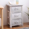 Comodino shabby chic bianco con scritte e 3 cassetti - Mobili Rebecca