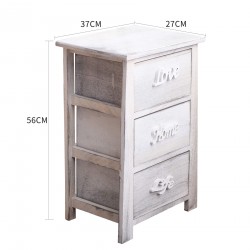 Comodino shabby chic bianco con scritte e 3 cassetti - Mobili Rebecca