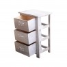 Rebecca Mobili Cajonera Mueble Comoda 3 Cajones Decapado Blanco 56x37x27