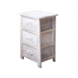 Rebecca Mobili Cajonera Mueble Comoda 3 Cajones Decapado Blanco 56x37x27