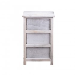 Comodino shabby chic bianco con scritte e 3 cassetti - Mobili Rebecca