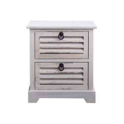 Rebecca Mobili Chevet Table de Nuit 2 Tiroirs Bois Blanc Vintage Shabby 45x42x29