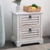 Rebecca Mobili Chevet Table de Nuit 2 Tiroirs Bois Blanc Vintage Shabby 45x42x29