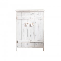 Mobiletto shabby in legno bianco con cuori e 2 ante - Mobili Rebecca