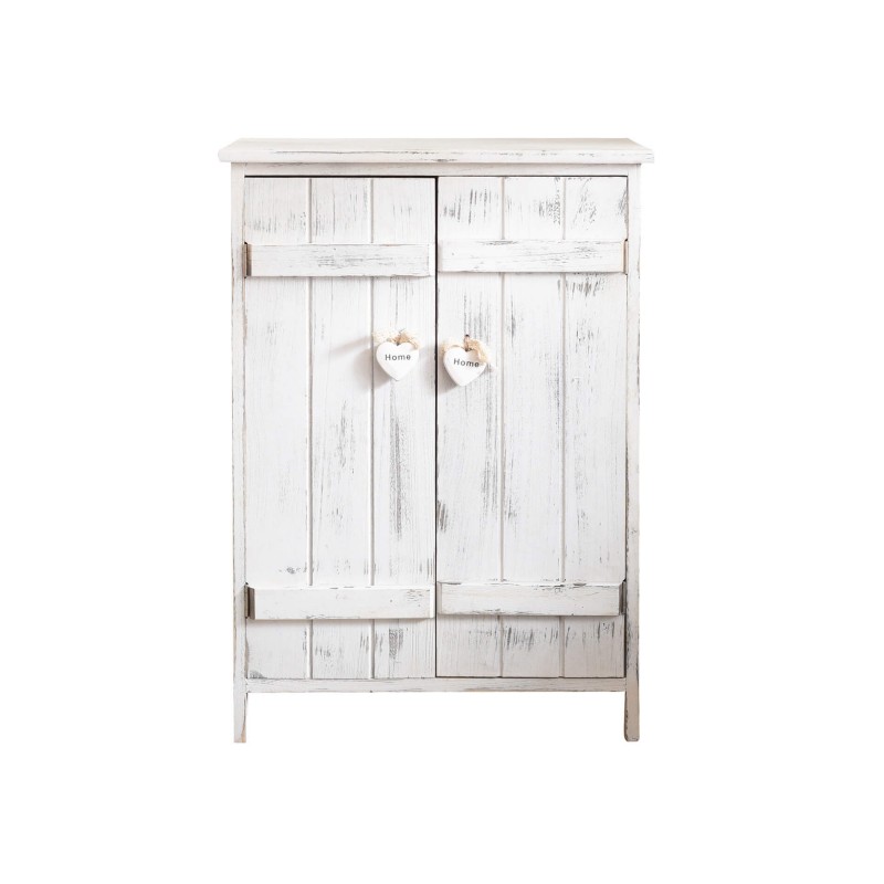 Rebecca Mobili Meuble d'Appoint Bahut 2 Ports Bois Blanc Shabby 70x51x30