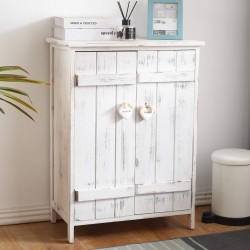 Rebecca Mobili Nachttisch Nachtkästchen Doppeltür Holz weiß Shabby 78x51x30