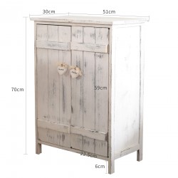 Rebecca Mobili Comoda Mueble 2 Puerta Madera Blanco Shabby 70x51x30