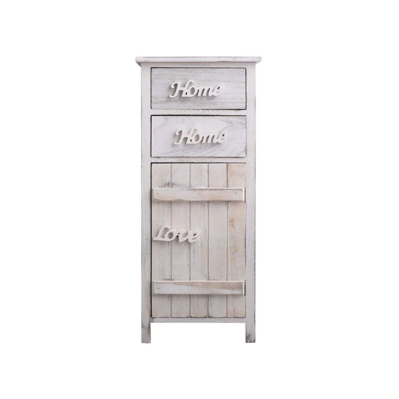 Rebecca Mobili Nachttisch Kommode 2 Schubladen 1 Tür weiß grau Shabby 84x37x30