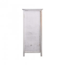 Rebecca Mobili Meuble d'Appoint Chevet 1 Port 2 Tiroirs Blanc Shabby 84x37x30