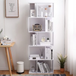 Mobili Rebecca Bookcase Shelving Unit 5 Shelves Wood White Modern 172,5x60x24,5