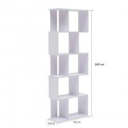 Mobili Rebecca Bookcase Shelving Unit 5 Shelves Wood White Modern 172,5x60x24,5