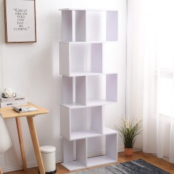 Rebecca Mobili Bibliotheque Etageres Bois Blanc Design 172,5x60x24,5