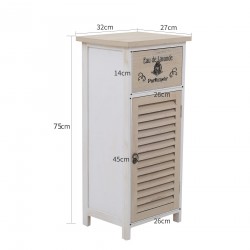 Mobili Rebecca Cabinet 1 Drawer Wood Light colour Natural Shabby 75x32x27