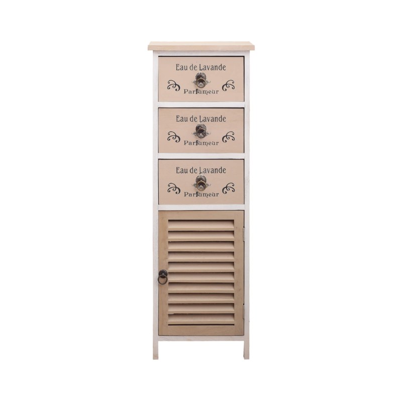 Rebecca Mobili Meuble Auxiliares 3 Cajon 1 Puerta Madera Clara Vintage 94x32x27